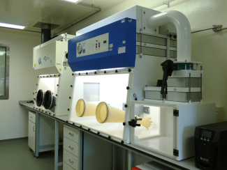 Biological safety cabinet in laboratory.