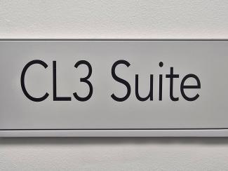 CL3 Suite laboratory sign